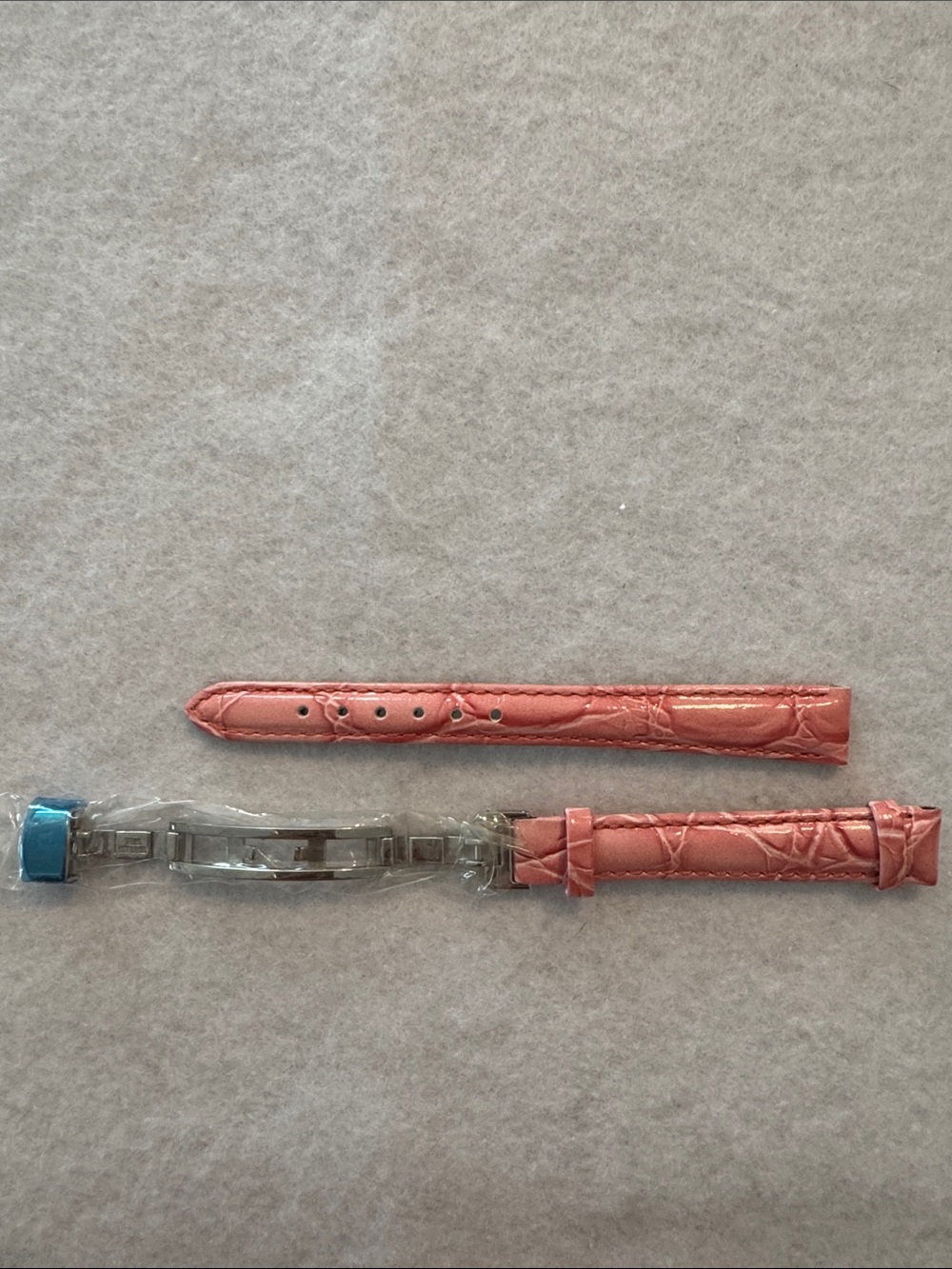 Lucien Piccard Pink Leather Watch Strap with Silver Deployment Clasp